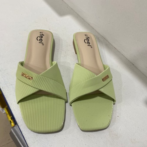 Ladies Flat Sandal Neon Green