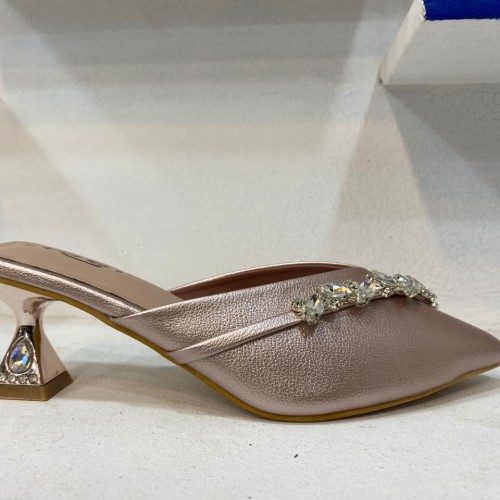 Ladies Stone Heel Pink