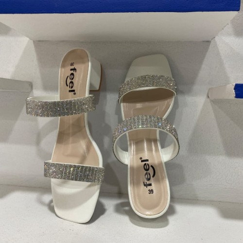 Ladies heel white stone