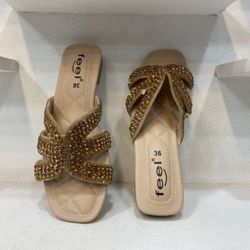 Ladies Sandal Golden stone