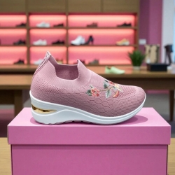 Ladies Pink Bloom Knit Sneakers