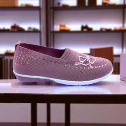 Ladies Pink Lace Knit Loafer — Soft Elegance Edition