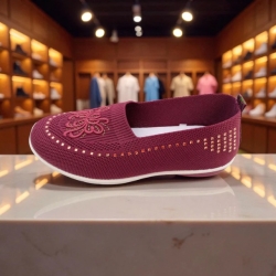 Ladies Purple Lace Knit Loafer — Soft Elegance Edition